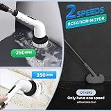 Aken Electric Spin Scrubber Cordless 8 Brush Heads Extension Handle 2 Speeds view 2