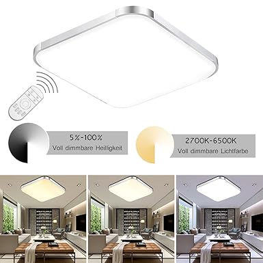 ETiME® 12W LED Deckenleuchte Dimmbar 30cm Deckenlampe Modern Wohnzimmer Lampe Schlafzimmer Küche Panel Wandleuchte 2700-6500K