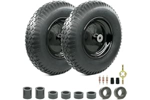 MERRYYARD 2-Pack of 4.80/4.00-8 Pneumatic Tire and Wheel,2PR (Air Filled)- 5/8"or 3/4" Powdered Metal bushings and 3"or 6"Center Hub,for Wheelbarrow,Garden and Utility Cart,Trolley,Wagon and More (MYTT4008-2)