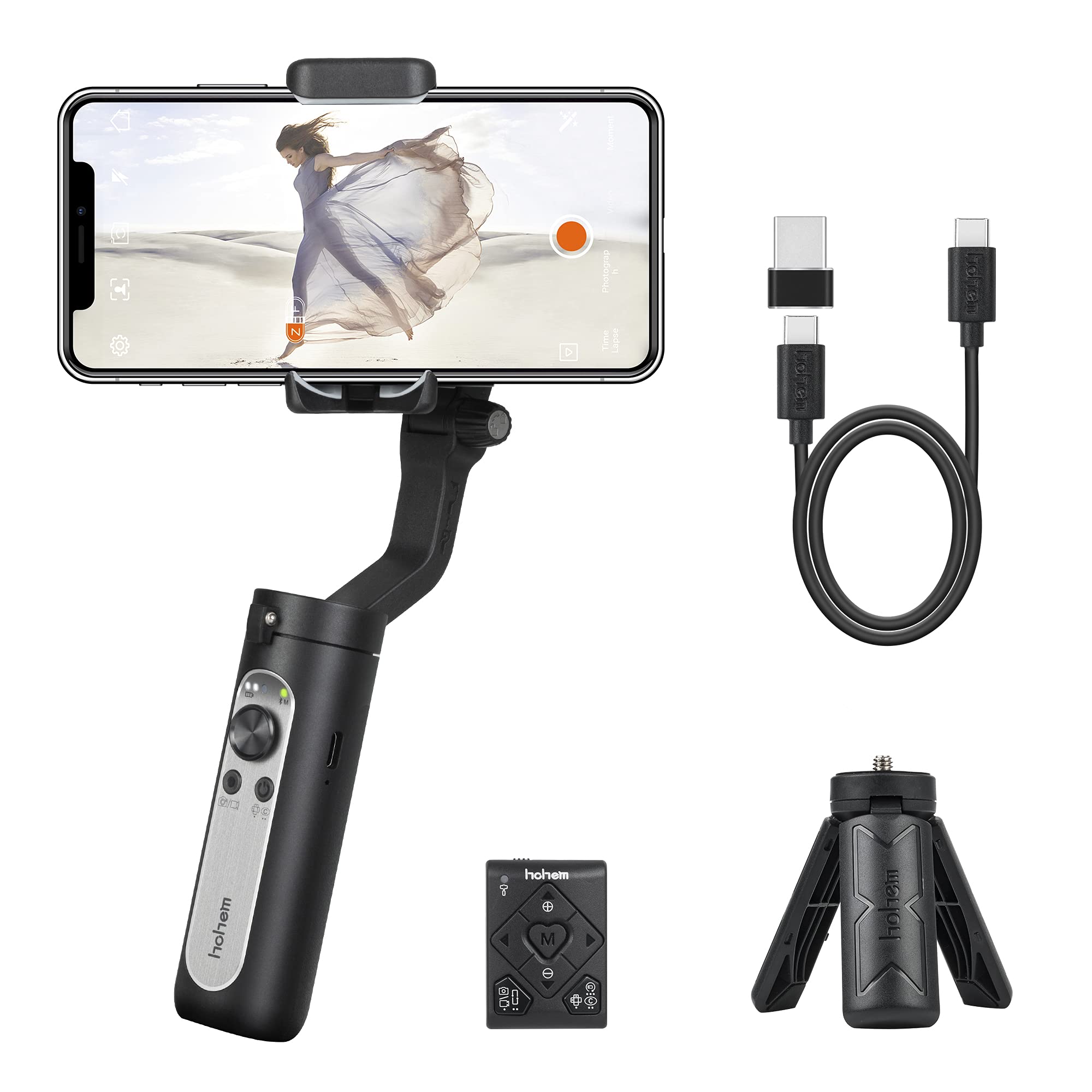 hohem 3 - Axis Smartphone Gimbal Stabilizer, Handheld Phone Gimbal w/Moment Auto Inception Face Traking Time-lapse Mode for iPhone Samsung Android