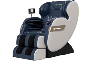 Real Relax 2025 Full Body Massage Chair of Dual-core S Track,Shiatsu Massage Recliner of Zero Gravity with APP and LCD Control,Lower Back and Calf Heating,Bluetooth,Home or Office Use,Blue and Khaki