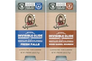 Dr. Squatch Invisible Glide Natural Deodorant – Smooth Glide with No Stains – Aluminum Free & Dermatologist-Tested Formula Su
