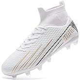 HRJR Men's Soccer Cleats Football Cleats for Unisex-Adult High-Top Spikes Shoes for Youth Lightweight Professional Training Turf Outdoor Athletic Sneaker Big Boys