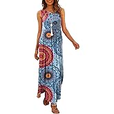 Hount Women's Casual Summer Sleeveless Dress Loose Split Maxi Dresses with Pockets