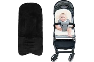 Miracle Baby Stroller Seat Liner Faux Fur Car Seat Cushion - Universal 5-Point Harness Pad with Safety Slots Fit 29.5" x 14.2" Winter Warm Plush Pad for Strollers