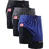 NELEUS Men's 2 in 1 Running Shorts with Liner,Dry Fit Workout Shorts with Pockets