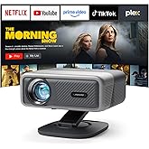 [ Officially-Licensed APP & 2500 ANSI] 4K Projector with WiFi and Bluetooth,TOF Real-Time Auto Focus Smart Projector, AuKing Outdoor Movie Home Theater Proyector with Omni-Adjustable Stand