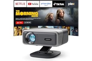 [2200ANSI & Compatible with Netflix] 4K Projector with WiFi and Bluetooth,3D Dolby Audio and Auto Focus Smart Projector, AuKing Outdoor Movie Home Theater Proyector with Omni-Adjustable Stand