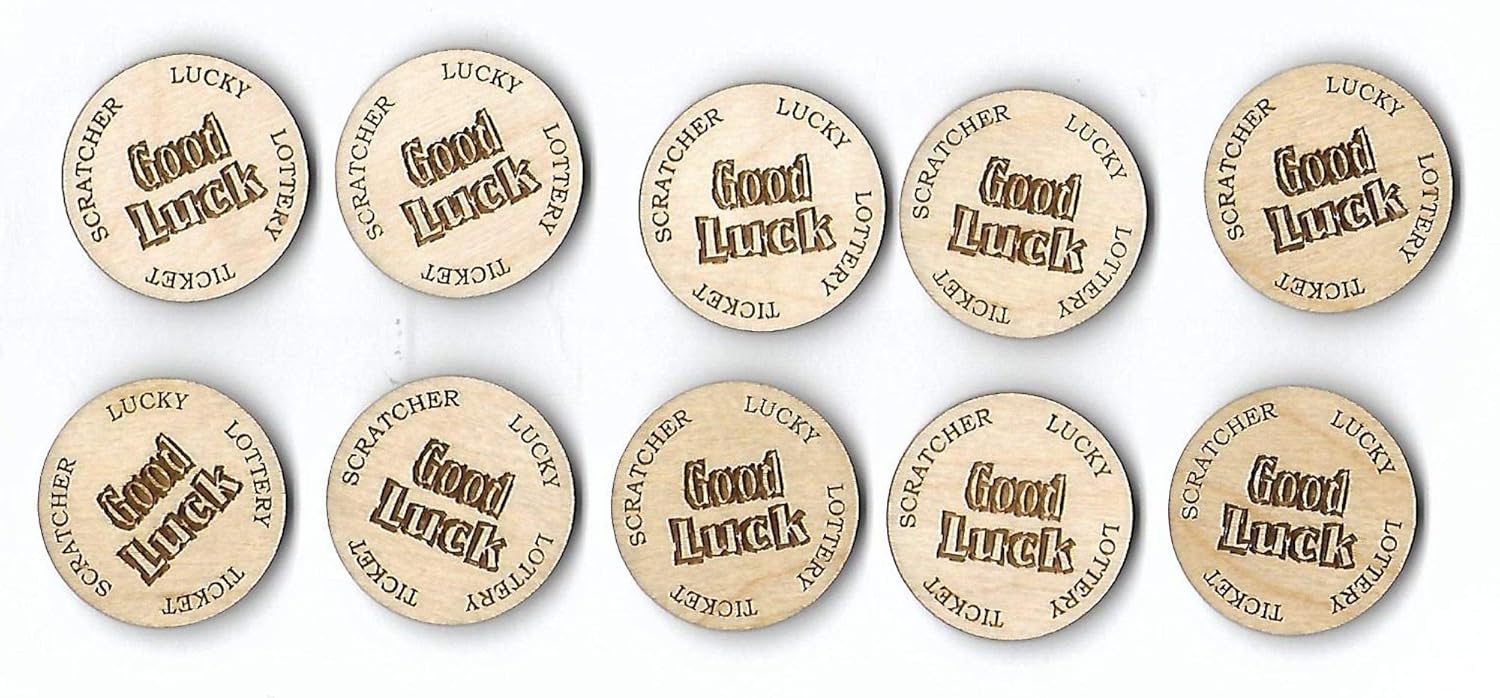 Lucky Lottery Ticket Scratcher wooden token Qty (10) Handmade