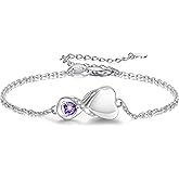 SOLOLIKE Infinity Cremation Jewelry Bracelet for Ashes for Women: S925 Sterling Silver Rose Gold Abalone Shell Urn Bracelets for Human Ashes - Memorial Jewelry Gifts for A Loss of Loved Ones