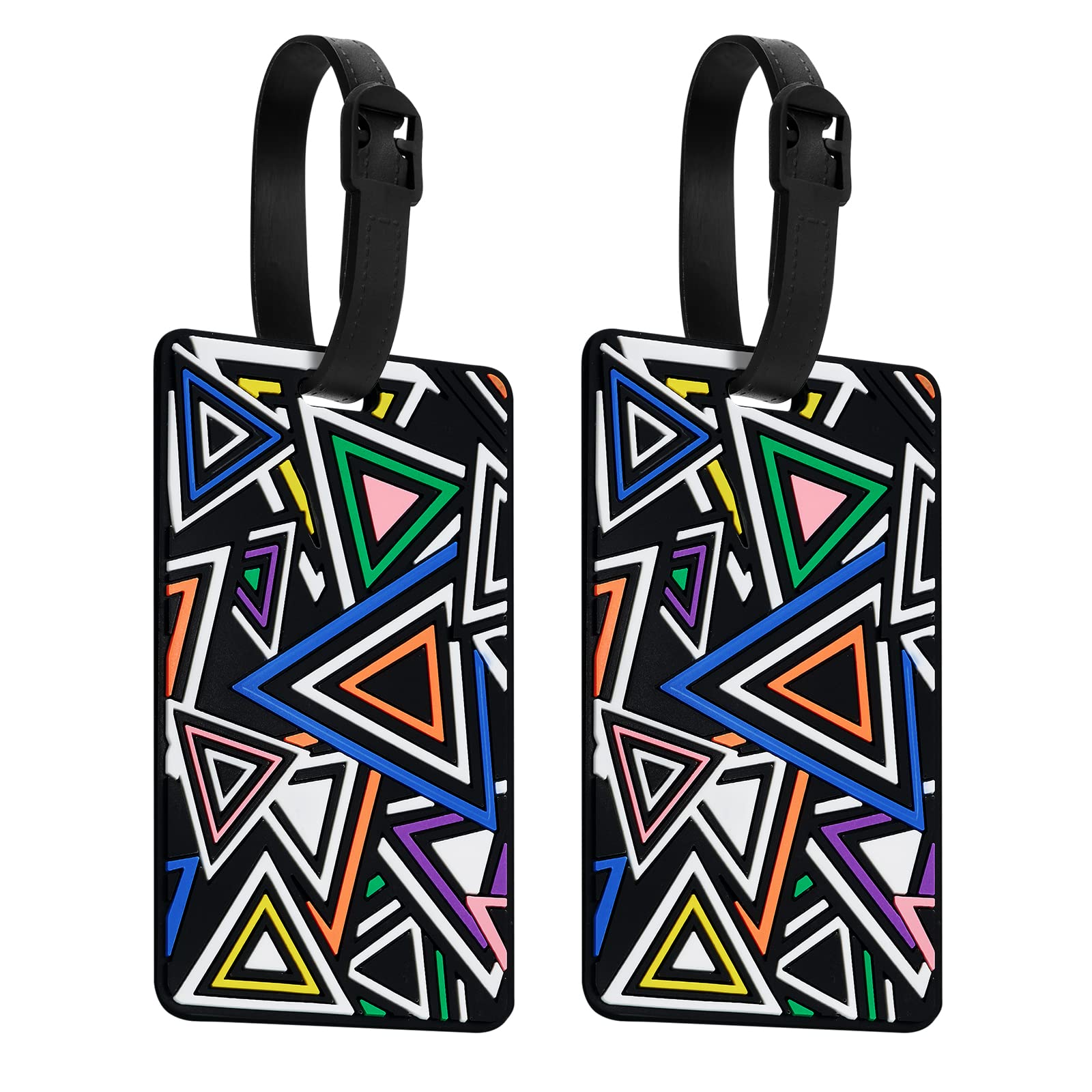 ZOUIQSS Luggage Tags Pack of Two,Baggage Tags Suitcase ID Labels Business Card Holder/Travel ID Bag Tag(Color Triangle)