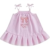 Babieshouse Toddler Baby Girl Birthday Outfit Embroidered Bow Sleeveless Strap Dress Summer Birthday Girls Dresses