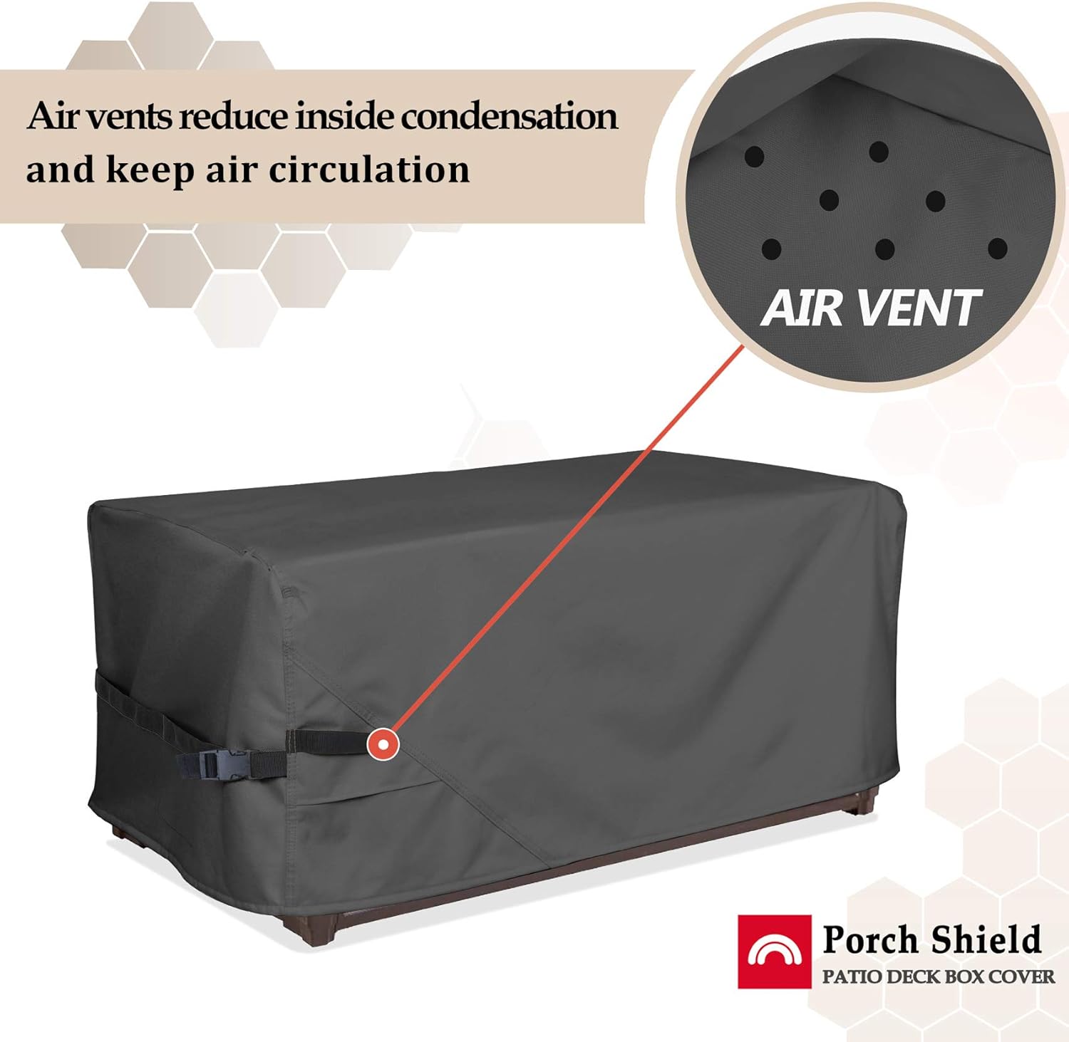 Porch Shield Patio Deck Box Storage Cover - Outdoor Waterproof 600D Rectangular Fire Pit Table Covers 46 x 24 inch, Black : Garden & Outdoor