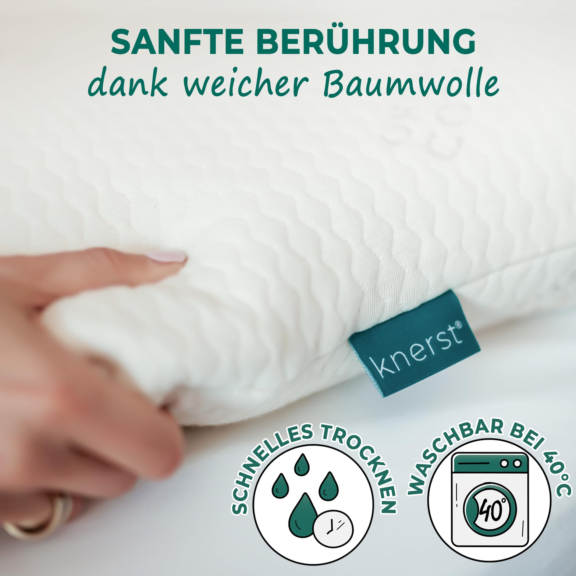 KNERST® Nackenkissen - Orthopädisches Kissen für ultimativen Komfort in jeder Schlafposition - Nackenstützkissen - Memory Foam Kissen - ergonomisches Kopfkissen [Höhe 9cm] - für Bezüge 40x80cm 4