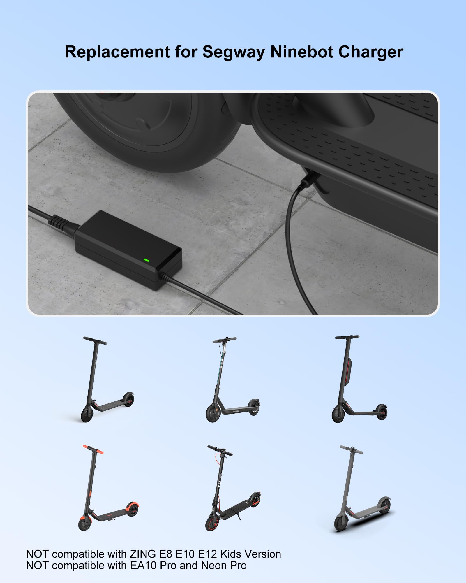 42V 1.7A for Ninebot Scooter Charger Compatible with Ninebot G30LP ES2 ES4 ES1L F20 F30 F40 E22 E25 M365 Pro/Pro2 Lime-S Electric Scooter with 36V Battery for Ninebot Electric Scooter Charger