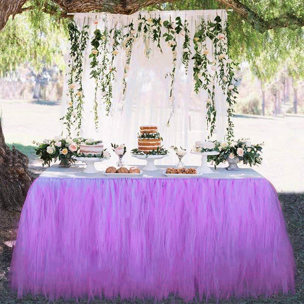 Vankcp 3ft Tulle Table Cover Purple Tableware For Party Wedding