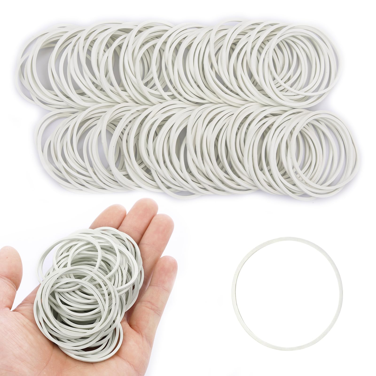 Xingrun White Rubber Elastic Bands 400Pcs Thick Natural Rubber Heavy Duty Strong Elastic Bands for Tie Dye, Hair, Office Supplies, Crafts (38mm)