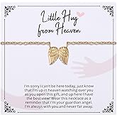 Ralukiia Hug from Heaven Gift, Angel Wings Memorial Necklace for Women, Sympathy Condolence Gifts for Loss of Loved One, Birthday Christmas Keepsake Letter from Heaven