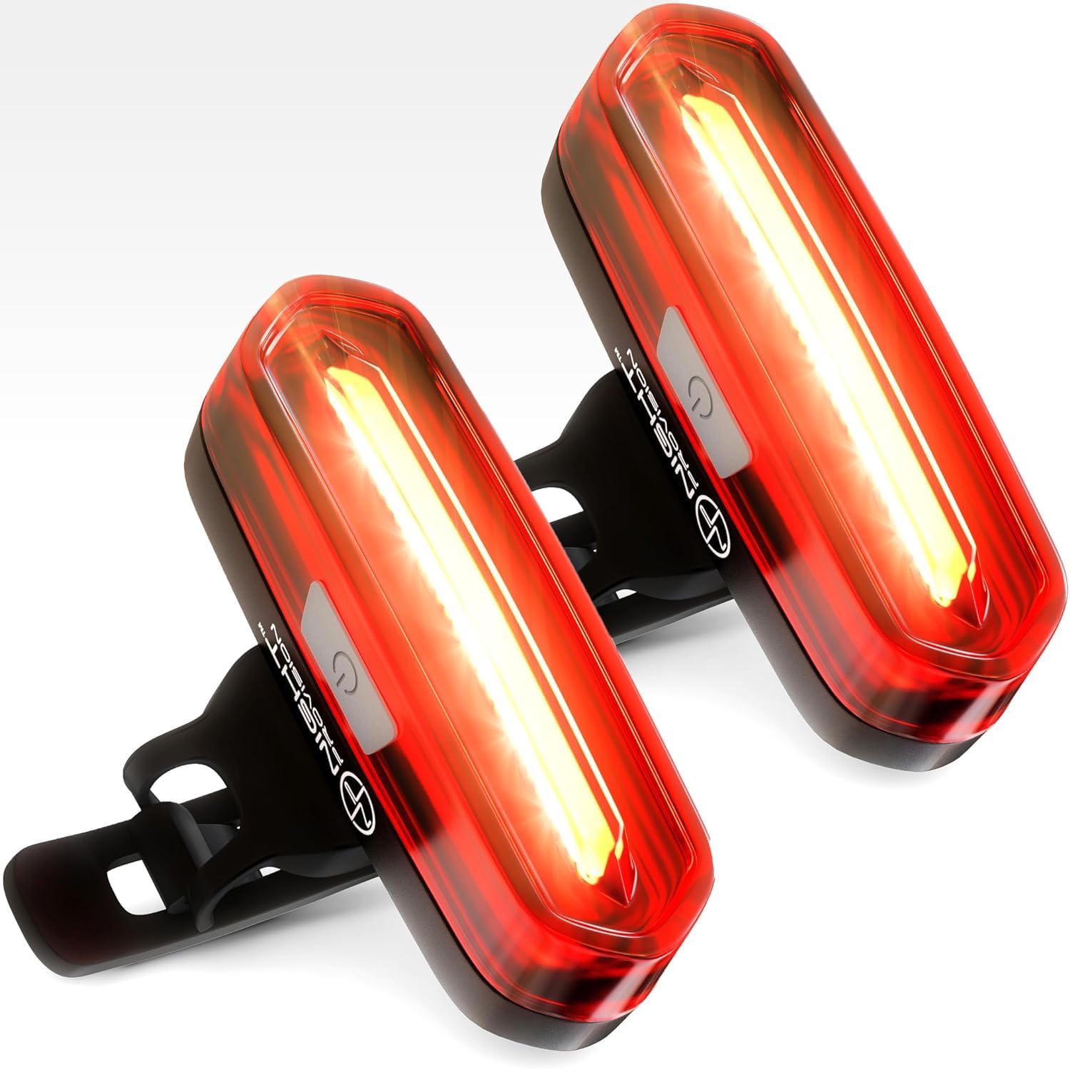 NP NIGHT PROVISION DUO-120 RED & White LED USB Bike Light Strobe Flashing Front or Rear Safety Warning Road Bike, Mountain Bike, BMX (DUO-120 - RED/White 2packs)