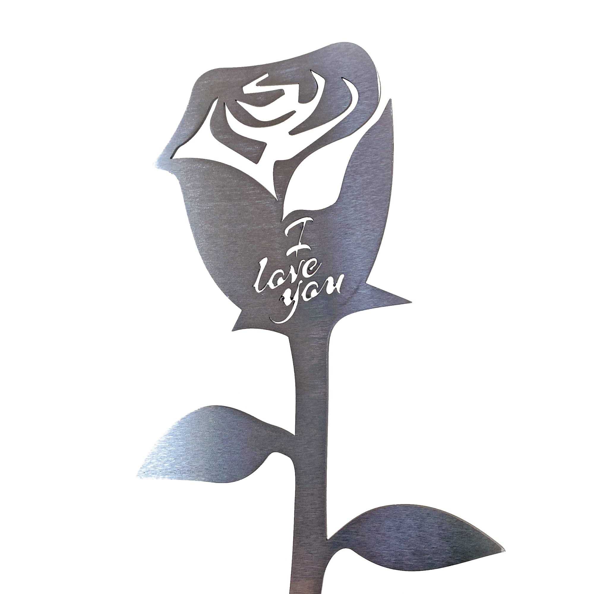 Image Industry I Love You Rose Steel Rose Garden Sculpture - Romantic I Love You Metal Ornament Gift