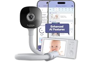 HUBBLE CONNECTED GoBaby AI Wireless Portable Pro — 2K Ultra Clear HD Baby Monitor w/AI Rollover Detection, True Cry Alerts, Sleep Analytics — w/Camera, HD Parent Unit, Portable Battery, Wall Mount