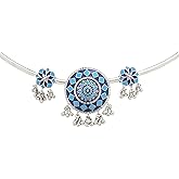 Navicia Azure Rajputana Regalia Brass Hasli Necklace, Handcrafted Indian Choker, 120 mm Diameter