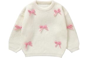 Tinypainter Toddler Girl Bow Sweater Cute Knitted Pullover Fall Winter Clothes 1-7Y