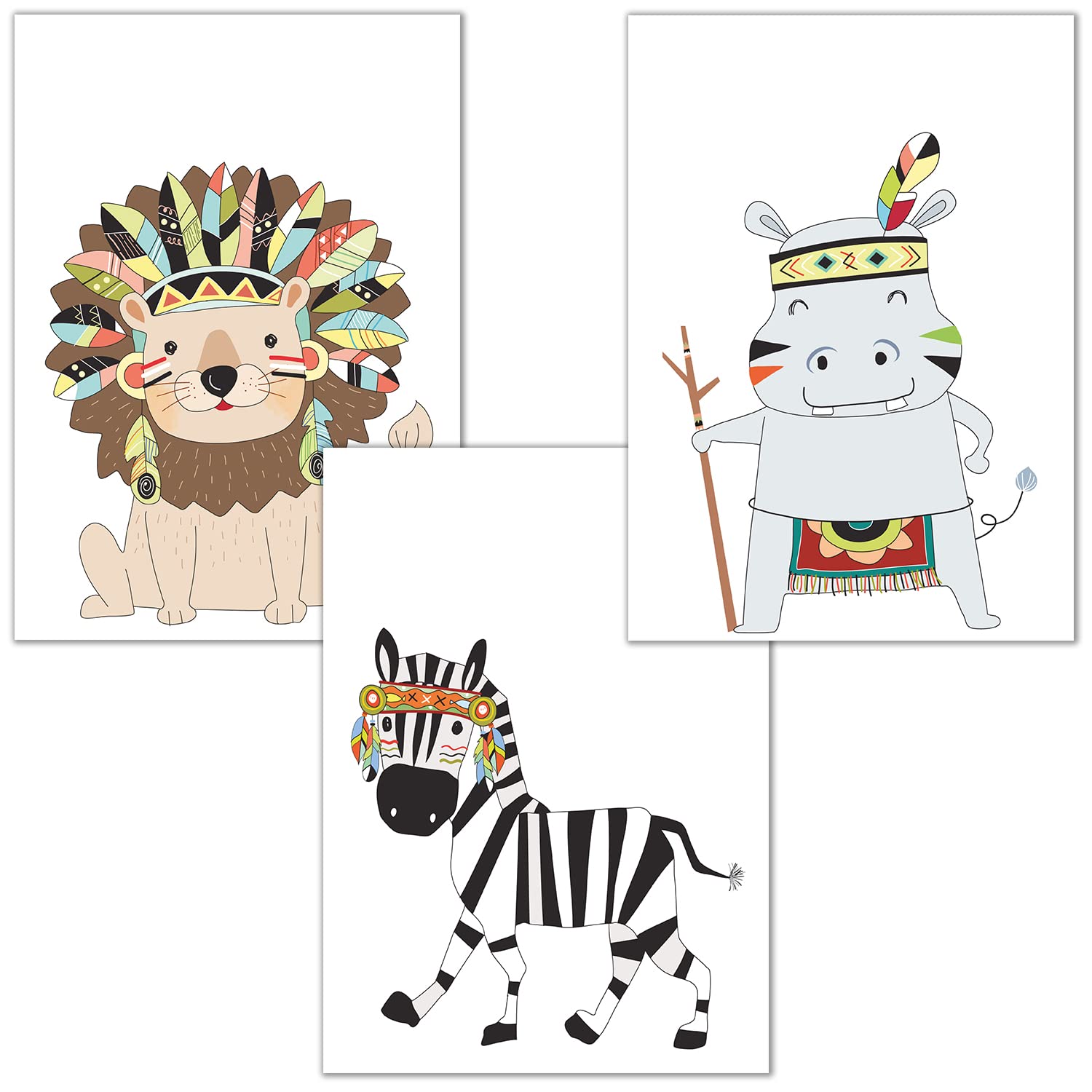 Bilderzeile® Children's Room Poster, 3 Pictures for Nursery and Baby Room Decoration, Children's Pictures with Animals for Girls and Boys, without Frame, Set of 3 #4