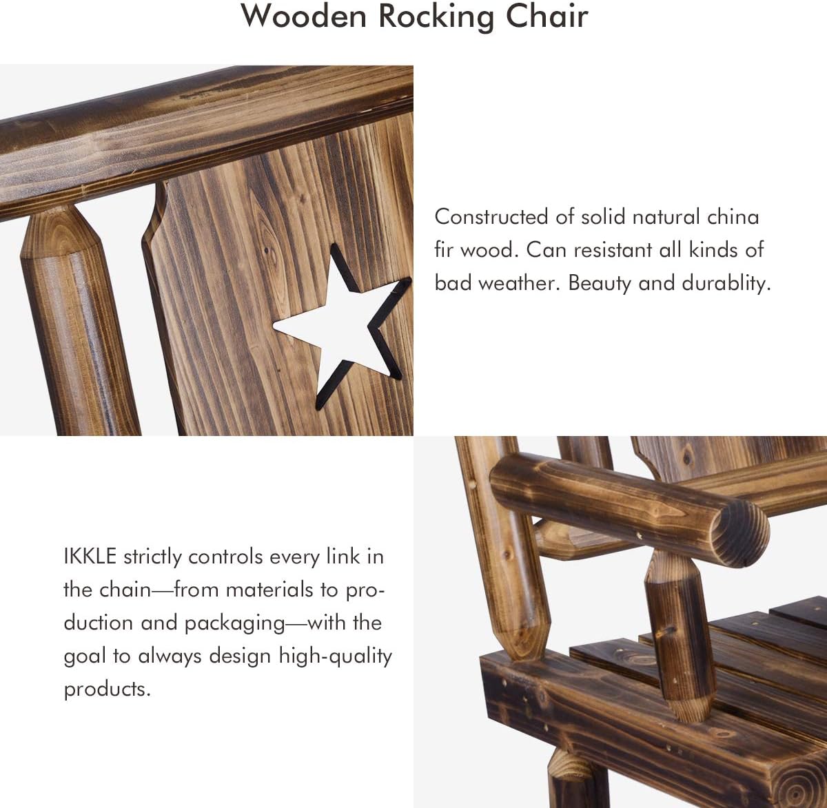 Outdoor Rocking Chair (Double) - Porch Rustic Rocker with Armrest Storage Bag - Brown: Kitchen & Dining