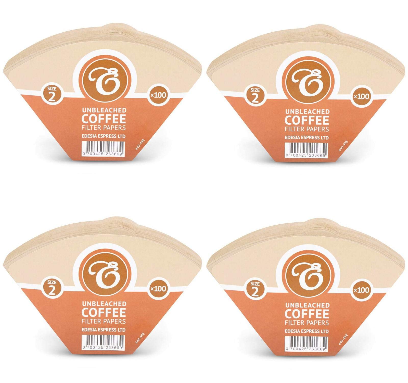 EDESIA ESPRESS – 400 Cone Coffee Filters in Paper – Coffee Filter No.2 for Manual Coffee Maker, Pour-Over and Gentle Brewing – Size 2 Brown