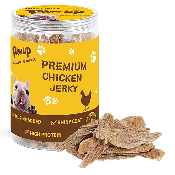 PAWUP CHICKEN JERKY DOG TREATS, LOWER MOISTURE CONTENT, HEALTHY PREMIUM CHEWY DOG JERKY TREATS, 10.6 OZ