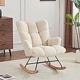 SAETSFEG Rocking Chair Nursery Teddy Upholstered Glider Rocker Chair Padded Seat with High Backrest Armchair Comfy Nursing Ch