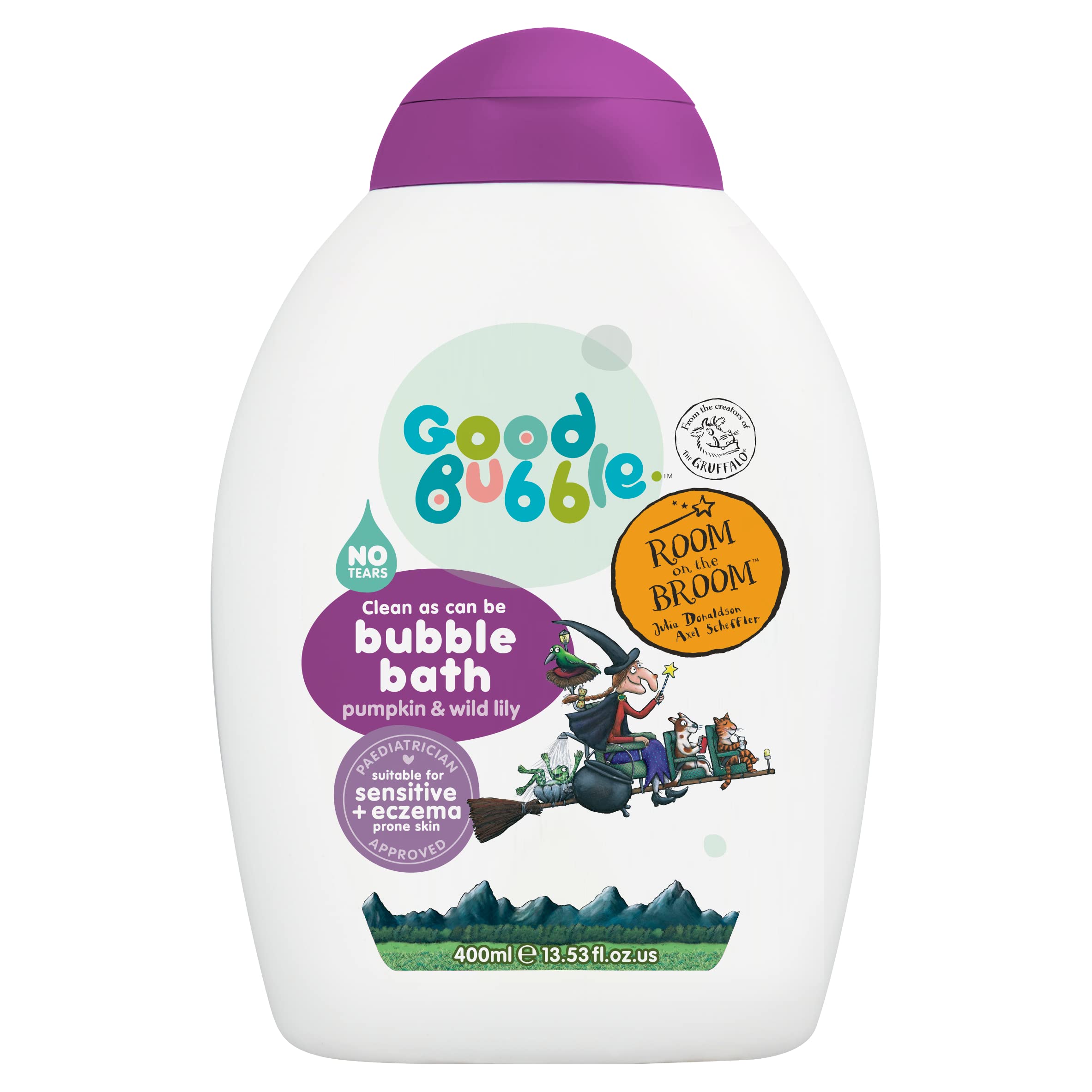 Good Bubble Room on the Broom Bubble Bath (400ml) - Tear-Free Baby Bath for Sensitive & Eczema-Prone Skin - Pumpkin & Wild Lily - Gentle Sulphate-Free Toddler & Kids Bath Wash