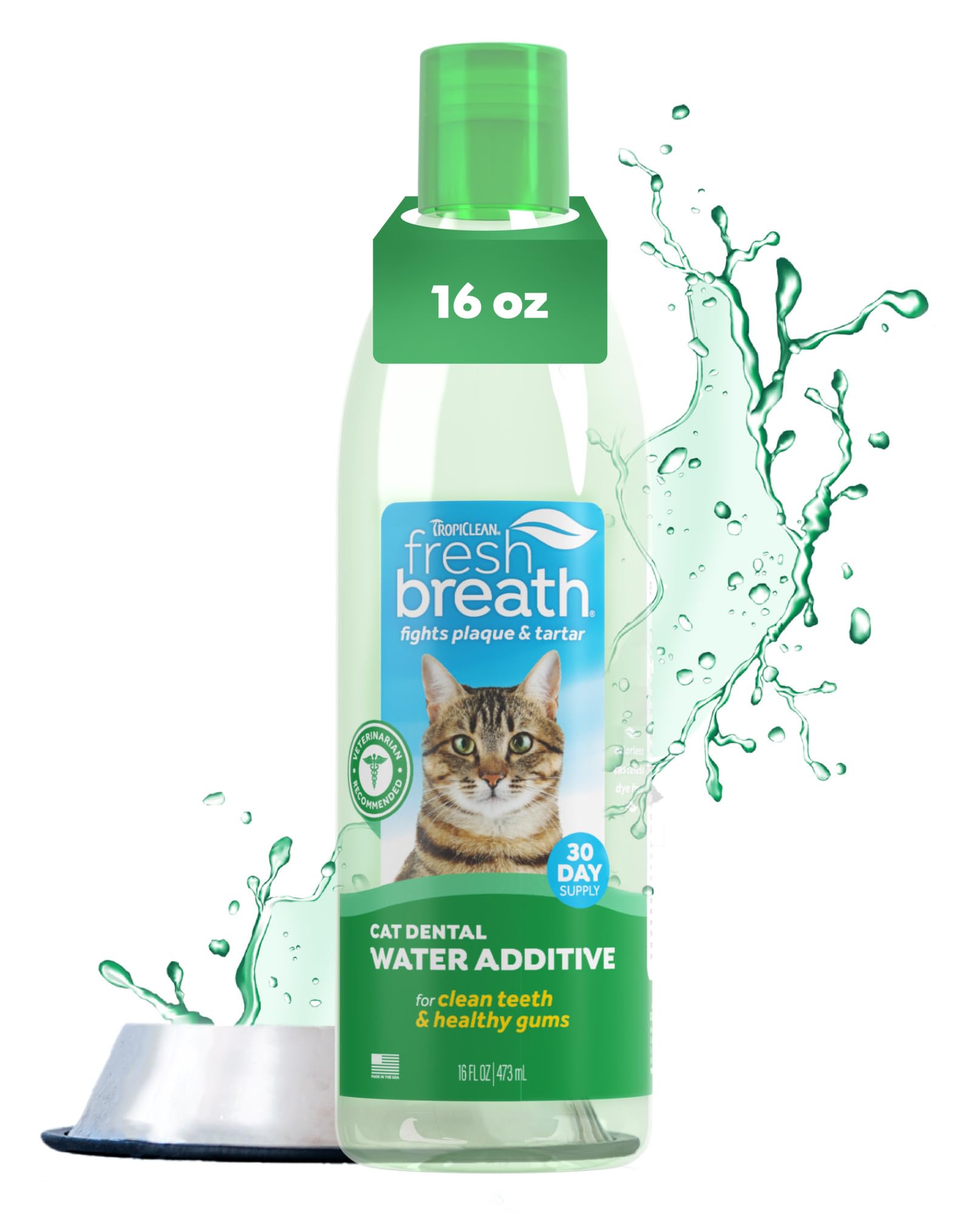 TropiClean Fresh Breath for Cats | Cat Dental Care and Teeth Cleaning | Breath Freshener | Water Additive for Cats | Made in the USA | 473 ml