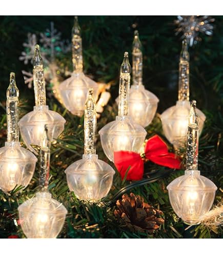 Christmas Gold Bubble Lights - 8.8 Ft Traditional Outdoor String Lights With 10 Gold Fluid Bulbs, UL Listed For Holiday Decor