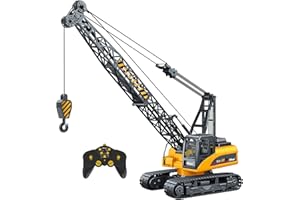Top Race 15 Channel Remote Control Crane Toy - Battery Powered 1:14 Scale RC Construction Vehicles with Heavy Metal Hook - Toy Truck for Kids 8-12 - Full Functional RC Crane with 2.4GHz Remote