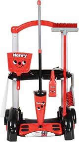 Casdon Henry Cleaning Trolley Red Toy Set with Mop & Accessories view 1