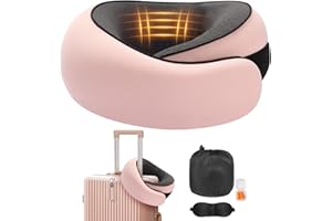 Vietora Eud Travel Neck Pillow, Memory Foam Neck Support for Airplane, Car & Office, Breathable Portable Design with Eye Mask, Earplug Holder & Carry Bag, Gifts for Women/Mom