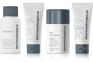 Dermalogica Discover Healthy Skin Kit - Includes: Precleanse, Face Wash, Face Exfoliator, & Moisturizer - Wash Away Impurities To Reveal Glowing Skin