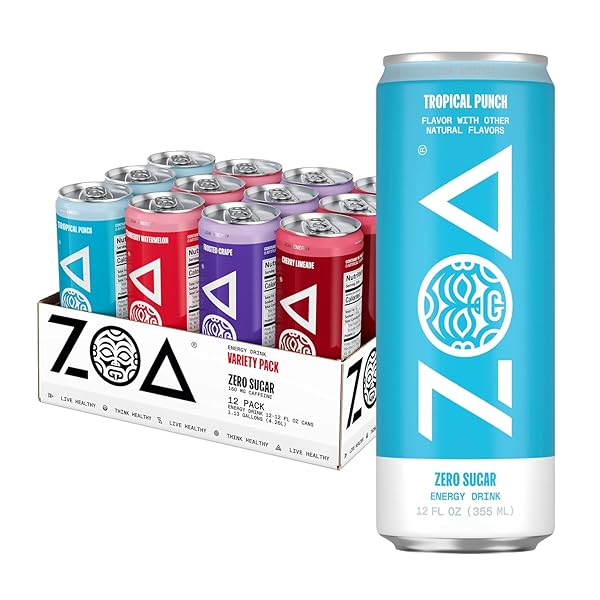ZOA ZERO SUGAR ENERGY DRINKS WITH ELECTROLYTES, VITAMIN...