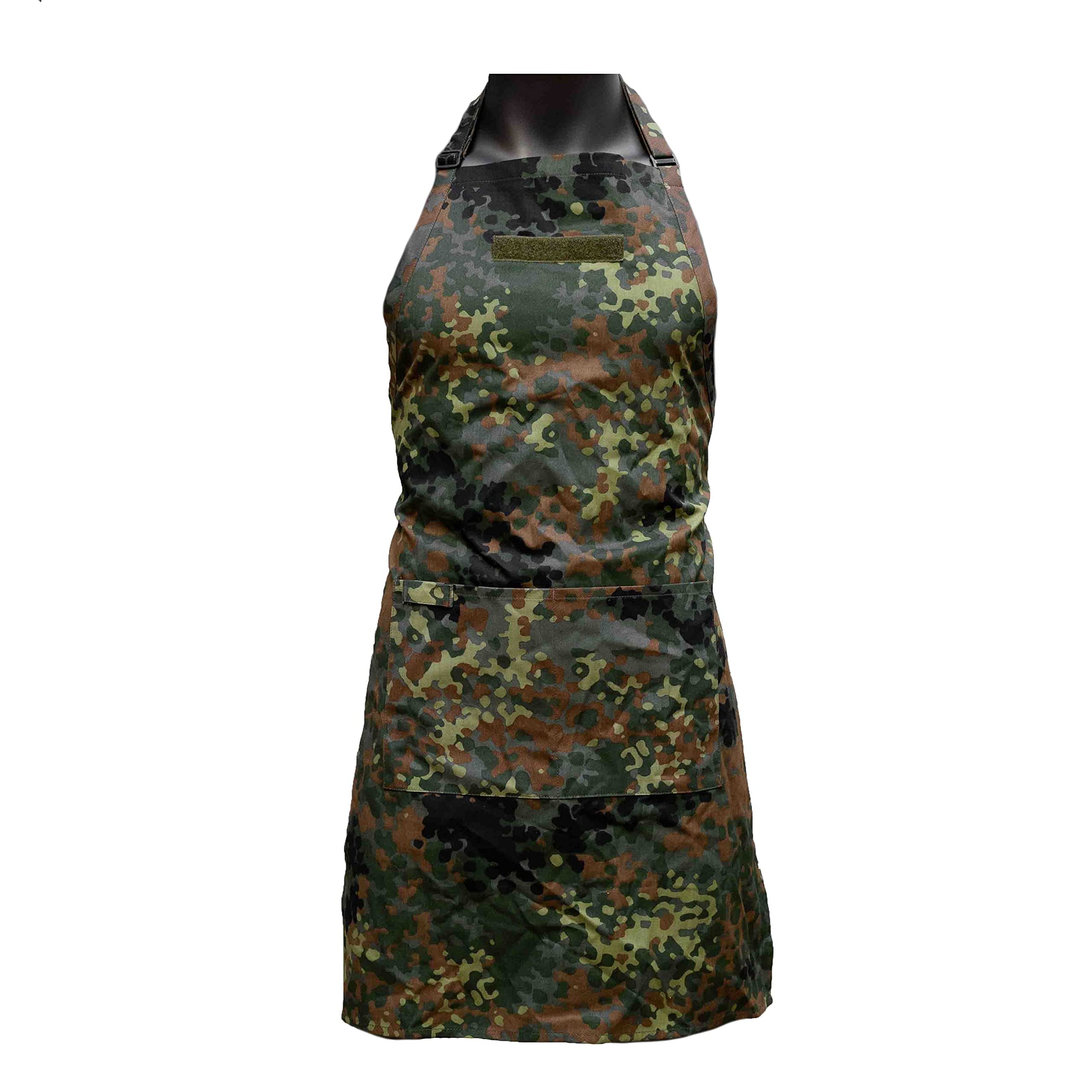 Café Viereck ® German Army Camouflage BBQ BBQ Apron Cooking Apron Unisex for Men and Women with Patch Surface and Pockets, Green, One Size