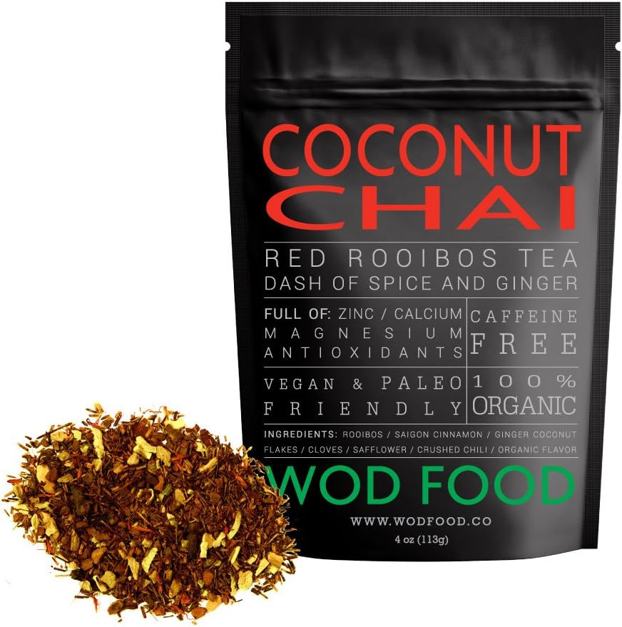 Coconut Chai Tea by WOD Food, Organic Loose Leaf Tea, #1 Herbal Rooibos Chai Tea (2 ounce)
