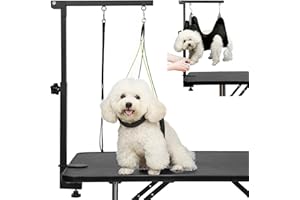 Breeze Touch Dog Grooming Arm - 35" Dog Grooming Table Arm with Clamp and Post, Loop Noose, No Sit Haunch Holder Grooming Restraint for Small & Medium Dogs