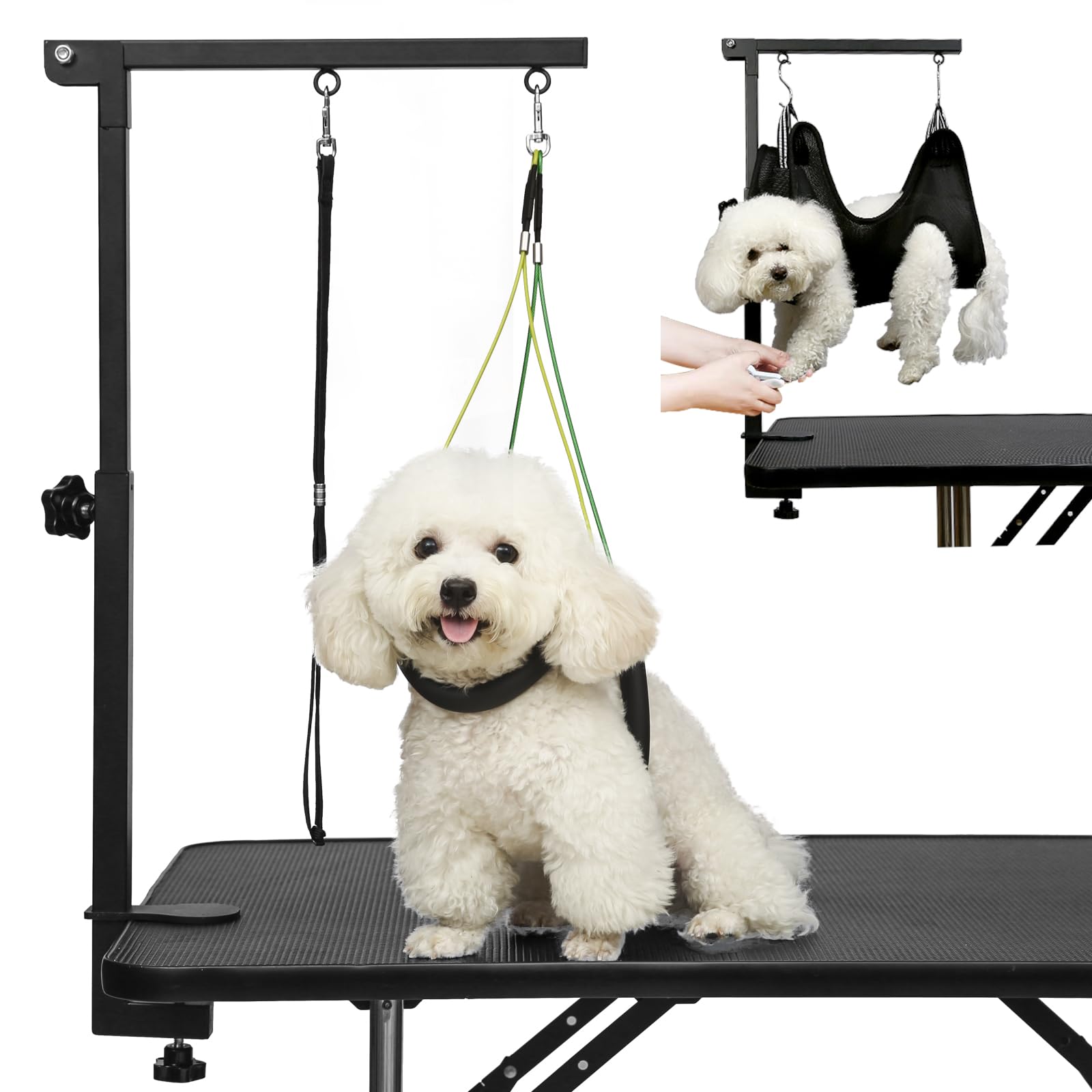 Photo 1 of Breeze Touch Dog Grooming Arm - 32" Dog Grooming Table Arm with Clamp and Post, Loop Noose, No Sit Haunch Holder Grooming Restraint for Small & Medium Dogs