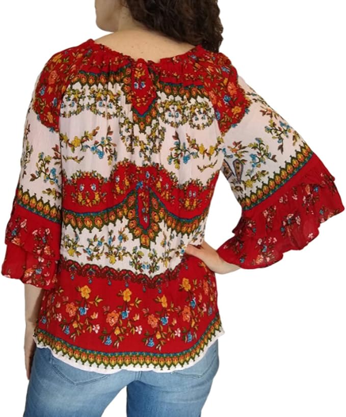 bila double sleeve ruffle blouse