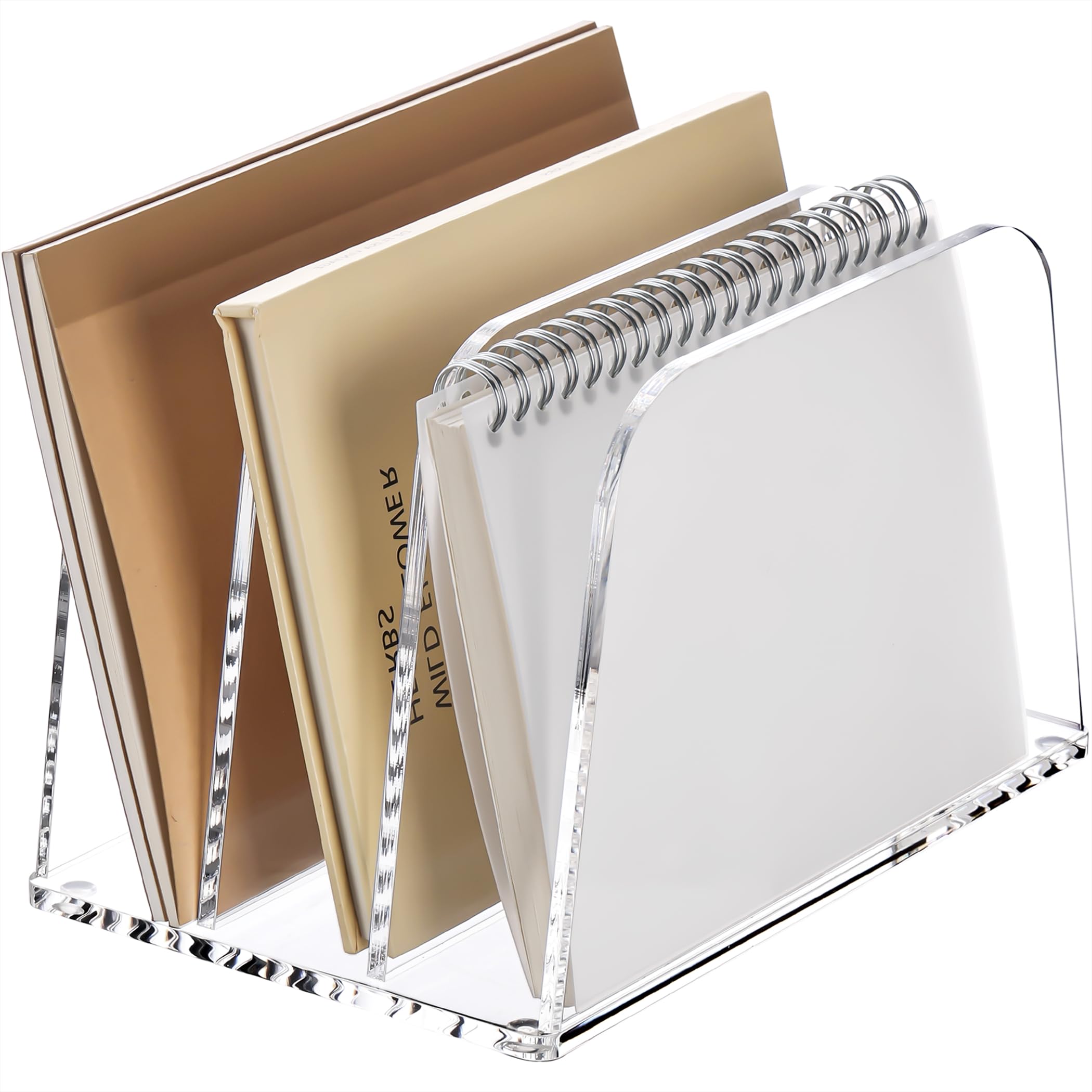 Photo 1 of YUXUN Clear Acrylic Desktop File Sorter Organizer,Upright File Organizer, 3-Section Bookshelf for Home Office & Classroom