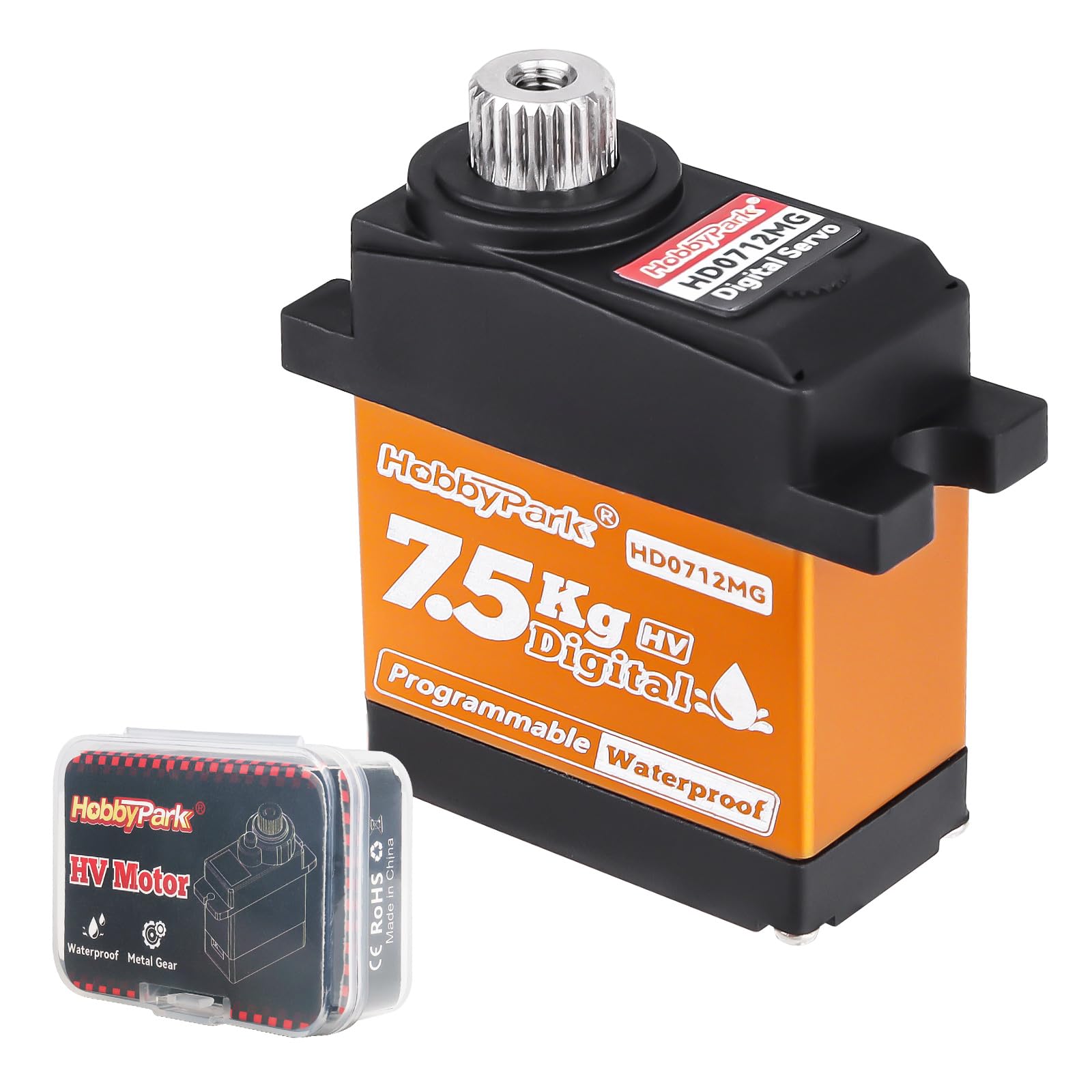Photo 1 of HobbyPark Waterproof 7.5kg High Torque RC Micro Servo Metal Gear Digital Arduino Servo for 1/18 TRX4M TRX4MT Redcat Ascent-18 Losi Mini LMT 1/10 TRX4 SCX10 RC Crawler RC Car Plane Boat Robot