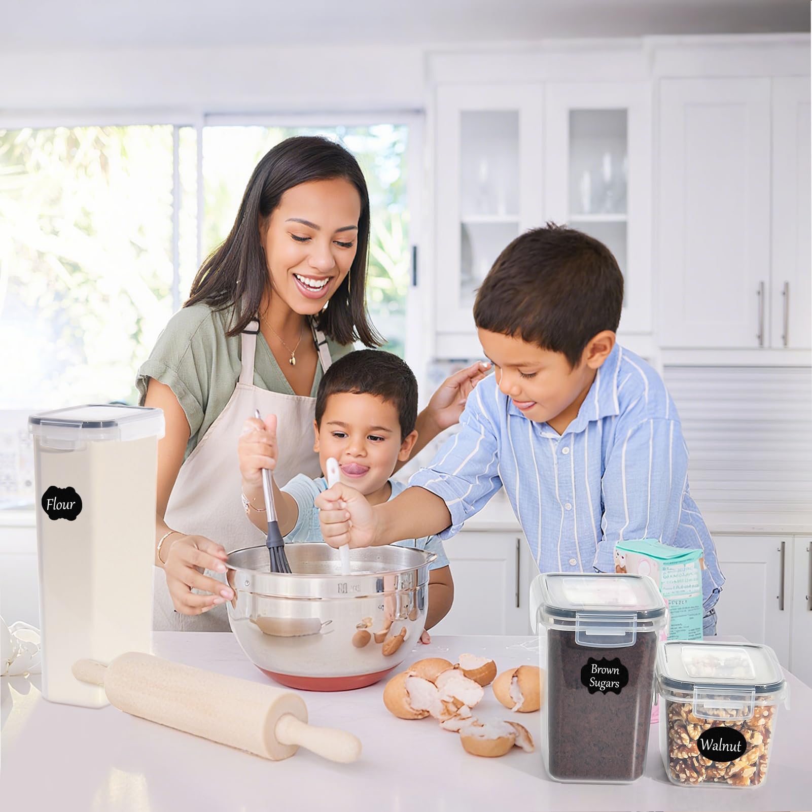 GoMaihe Vorratsdosen mit Deckel Luftdicht: 32er Vorratsbehälter Set für Mehl Zucker Müsli Nudeln | Luftdicht Aufbewahrungsbox Küche für Lebensmittel Mit Stift & Etikett | BPA-frei 7
