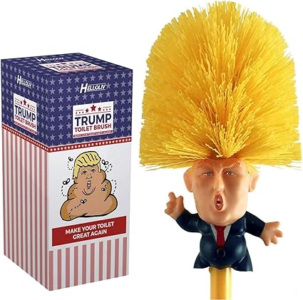 Donald Trump Toilet Brush Bowl With Holder Hilarious White Elephant Gag Novelty Funny Impeach Trump