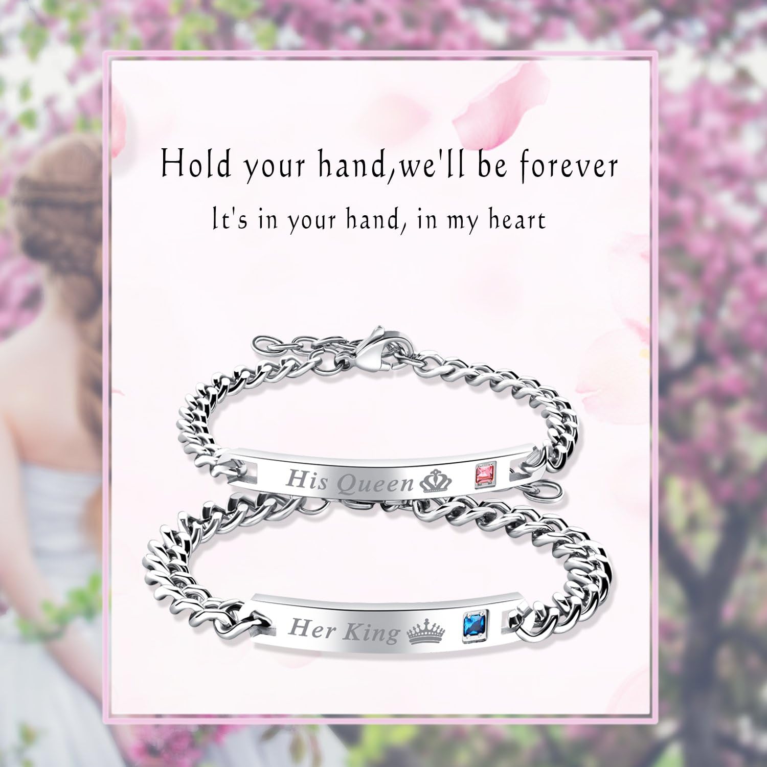 Cupimatch 2pcs King Queen Bracelets - Image 3